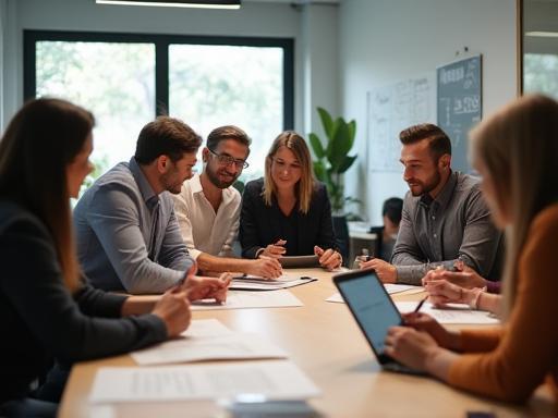 Team workshop focused on collaboration at Apex Consulting Group