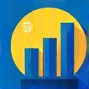 Finance industry icon showing bar graph and dollar sign