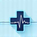 Healthcare industry icon with medical cross and heartbeat